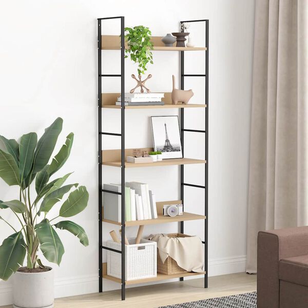 vidaXL 5-Layer Book Shelf Oak 60x27.6x158.5 cm Engineered Wood