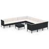 vidaXL 12 Piece Garden Lounge Set with Cushions Poly Rattan Black