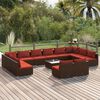 vidaXL 13 Piece Garden Lounge Set with Cushions Brown Poly Rattan