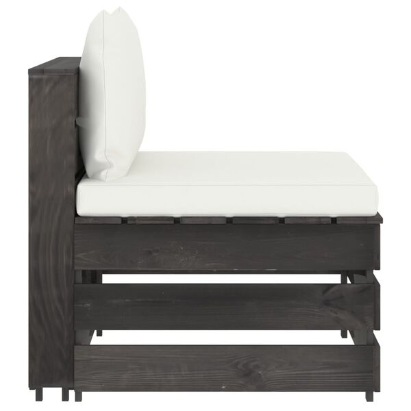 vidaXL 3-Seater Garden Sofa with Cushions Grey Impregnated Wood