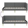 vidaXL Corner Bed Frame with Headboard Dark Grey 90 cm x 200 cm Velvet