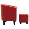 vidaXL Tub Chair with Footstool Red Faux Leather