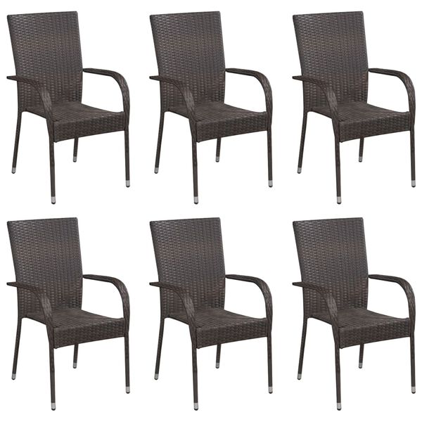 vidaXL 7 Piece Garden Dining Set Poly Rattan Brown