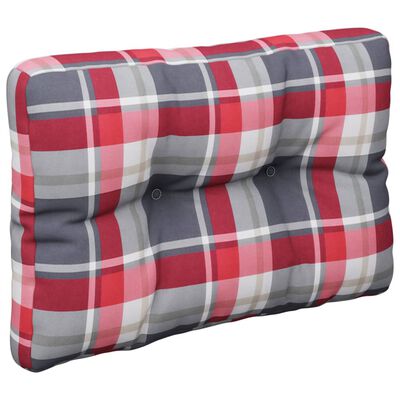 vidaXL Pallet Cushion Red Check Pattern 60x40x12 cm Fabric