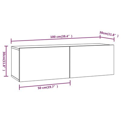 vidaXL Wall TV Cabinets 4 pcs Grey Sonoma 100x30x30 cm