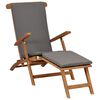 vidaXL Deck Chair with Cushion Dark Grey Solid Teak Wood