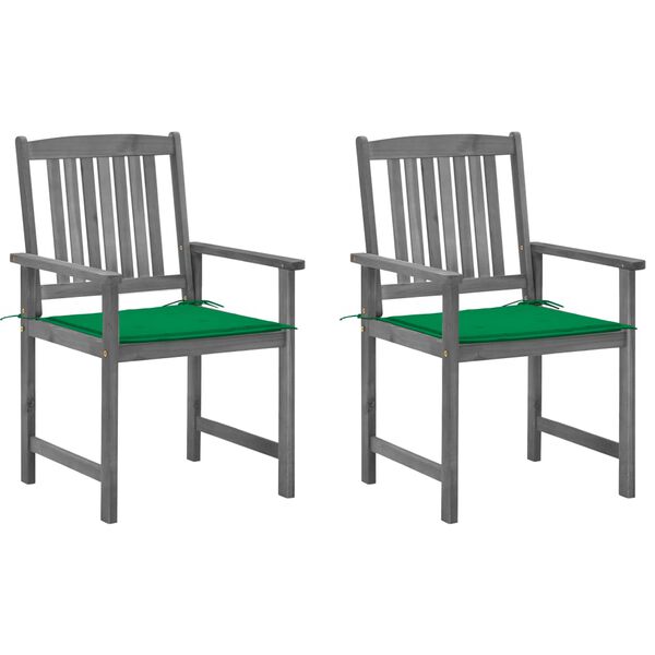 vidaXL Garden Chairs with Cushions 2 pcs Grey Solid Acacia Wood
