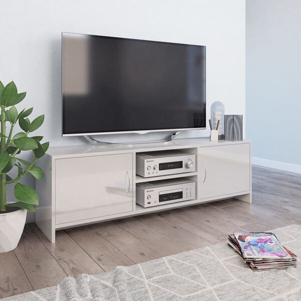 vidaXL TV Cabinet High Gloss White 120x30x37.5 cm Engineered Wood