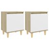 vidaXL Bed Cabinets Solid Wood Legs 2pcs Sonoma Oak&White 40x30x50cm