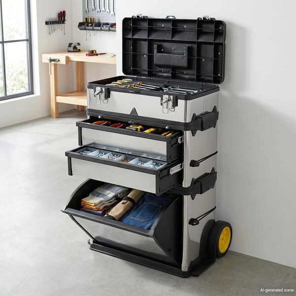 vidaXL 3-Part Rolling Tool Box replaces 140174