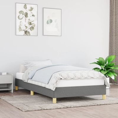 vidaXL Bed Frame without Mattress Dark Grey 92x187 cm Single Fabric