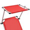 vidaXL Folding Sun Lounger with Roof Aluminium and Textilene Red