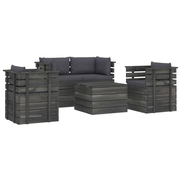 vidaXL 5 Piece Garden Pallet Lounge Set with Cushions Solid Pinewood