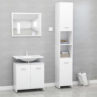 vidaXL 3 Piece Bathroom Furniture Set White Engineered Wood