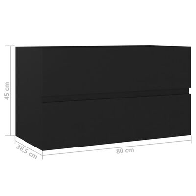 vidaXL Sink Cabinet Black 80x38.5x45 cm Engineered Wood