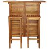 vidaXL Bar Table and Chair Set 3 Pieces Solid Acacia Wood