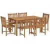 vidaXL Garden Dining Set | Natural Teak | Solid Teak Wood | 7-Piece Set