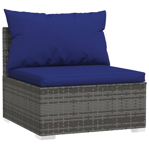 vidaXL 8 Piece Garden Lounge Set with Cushions Grey Poly Rattan