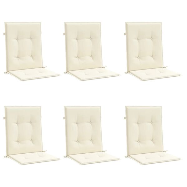 vidaXL Garden Lowback Chair Cushions 6 pcs Cream 100x50x3 cm Oxford Fabric