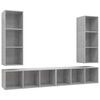 vidaXL Wall-mounted TV Cabinets 4 pcs Concrete Grey Engineered Wood