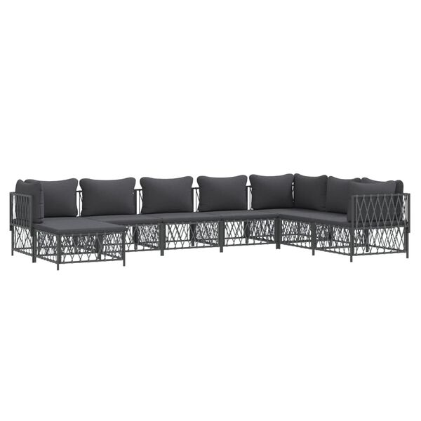 vidaXL 8 Piece Garden Lounge Set with Cushions Anthracite Steel