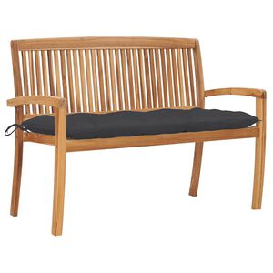 vidaXL Stacking Garden Bench with Cushion 128,5 cm Solid Teak Wood