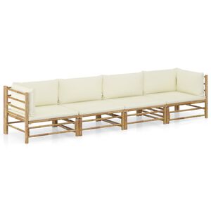 vidaXL Garden Lounge Set | Cream white | Bamboo, Polyester | Standard | Modular