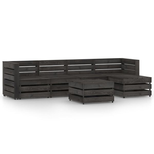 vidaXL 6 Piece Garden Lounge Set Grey Impregnated Pinewood