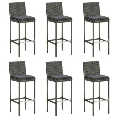 vidaXL 7 Piece Outdoor Bar Set with Anthracite Cushions Poly Rattan