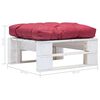 vidaXL Garden Pallet Ottoman with Red Cushion White Wood