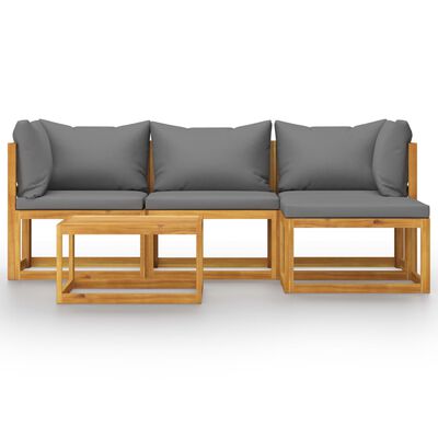 vidaXL 5 Piece Garden Lounge Set with Cushion Solid Acacia Wood