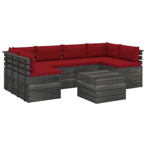 vidaXL 7 Piece Garden Pallet Lounge Set with Cushions Solid Pinewood