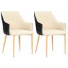 vidaXL Dining Chairs 2 pcs Black and Cream Fabric