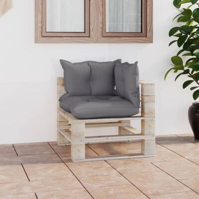 vidaXL Garden Pallet Corner Sofa with Cushions Pinewood