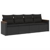 vidaXL 4 Piece Garden Sofa Set with Cushions Black Poly Rattan