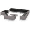 vidaXL Garden Lounge Set | Rattan: Dark Grey, Cushions: Black