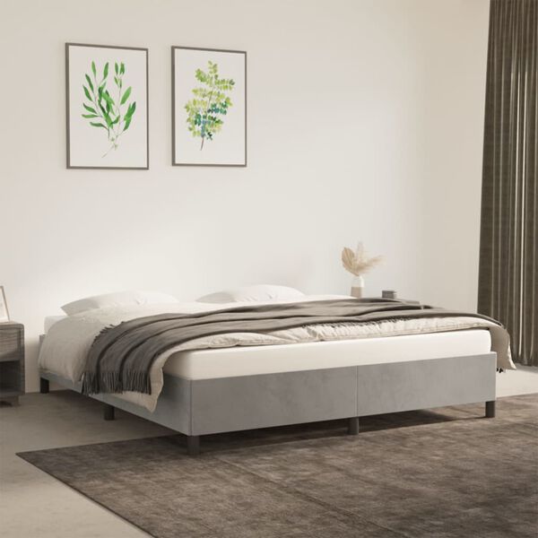 vidaXL Bed Frame without Mattress Light Grey 180x200 cm Super King Velvet