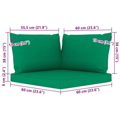vidaXL 10 Piece Garden Lounge Set with Green Cushions