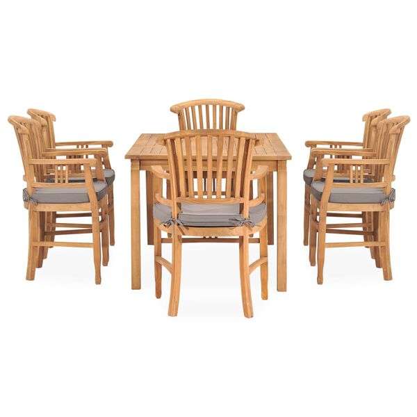 vidaXL 7 Piece Garden Dining Set with Cushions Solid Teak Wood