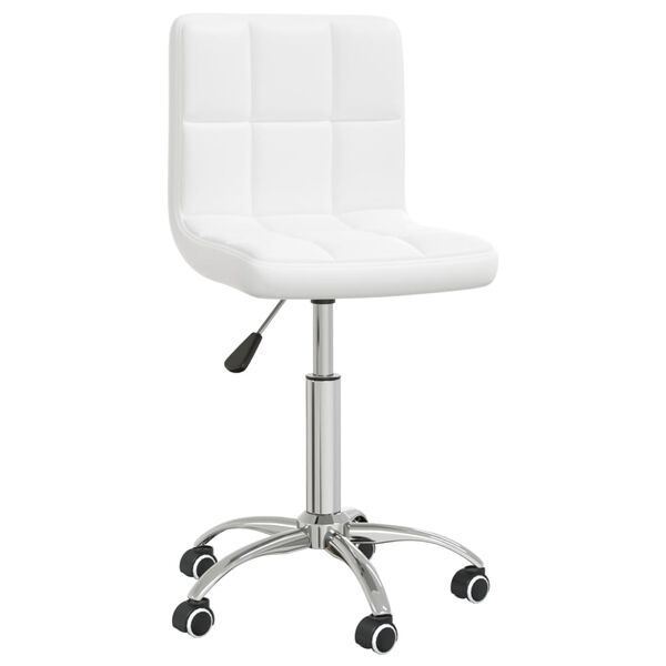 vidaXL Swivel Office Chair White Faux Leather