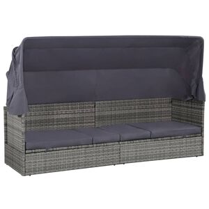 vidaXL Lounge Bed | Grey | PE (polyethylene) rattan | Large