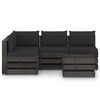vidaXL 5 Piece Garden Lounge Set with Cushions Grey Impregnated Wood