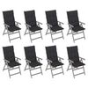 vidaXL Garden Reclining Chairs with Cushions 8 pcs Grey Acacia Wood