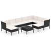 vidaXL 10 Piece Garden Lounge Set with Cushions Poly Rattan Black