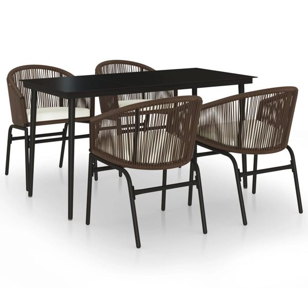 vidaXL 5 Piece Garden Dining Set Brown