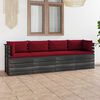 vidaXL Garden 4-Seater Pallet Sofa with Cushions Solid Pinewood