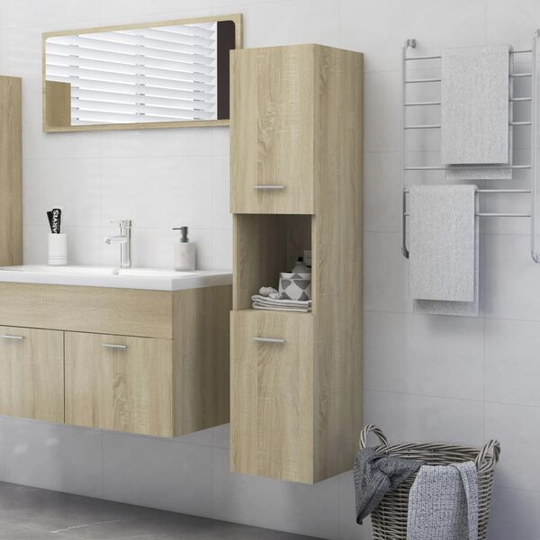 vidaXL Bathroom Cabinet Sonoma Oak 30x30x130 cm Engineered Wood