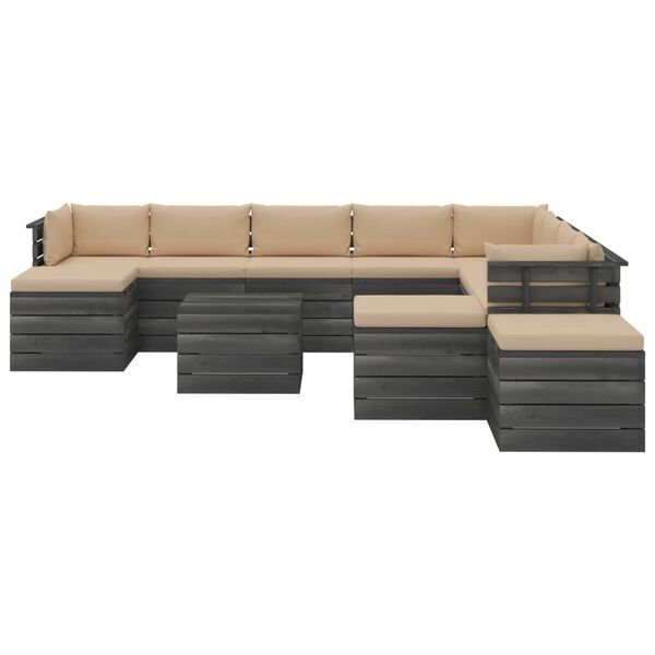 vidaXL 12 Piece Garden Pallet Lounge Set with Cushions Solid Pinewood