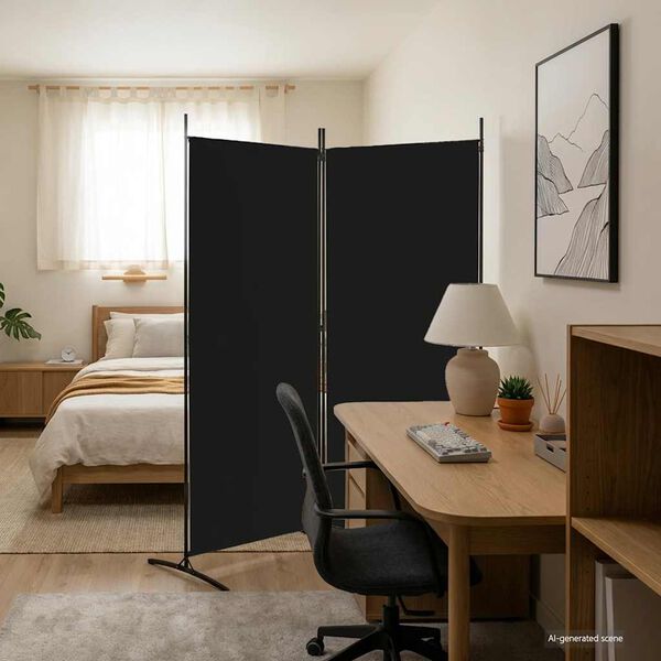vidaXL 2-Panel Room Divider Black 175x180 cm Fabric