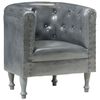 vidaXL Tub Chair Grey Real Leather